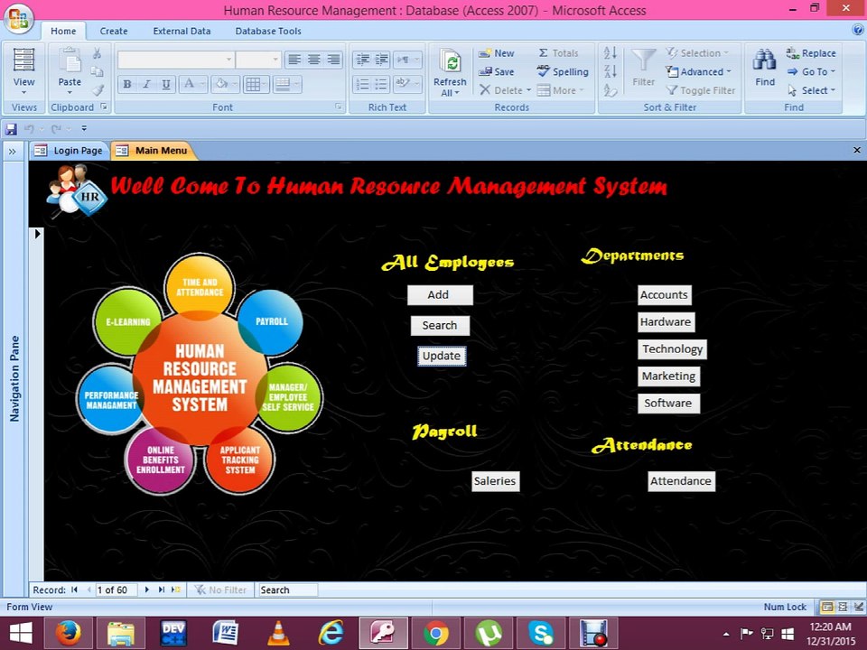 Human Resource Management System on Database (Access)