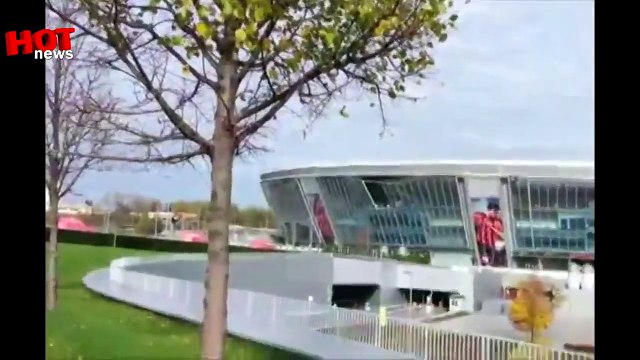 Девочка чудом осталась жива в момент взрыва. Донбасс Арена, Донецк (20.10.14 вид с двух ка