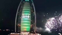 New Year 2016 Fireworks at Burj ul Arab Dubai