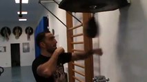 Karo Murat working the speed bag in preparation for Bernard Hopkins