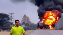 Oil Tanker Blast on Road- 3 Died