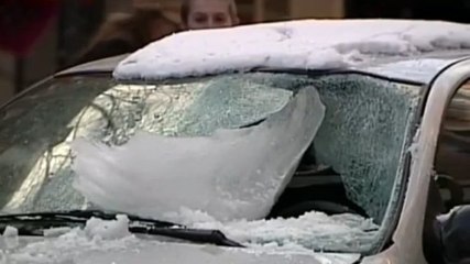 Ice Sheet Destroys Windshield