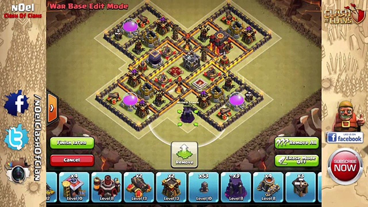 Clash Of Clans TH10 BEST Clan War Base Layout (275 Walls) C