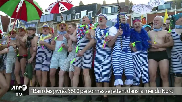 Bain des givrés : 500 personnes se jettent dans la mer du Nord