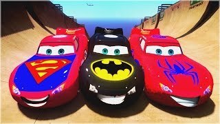 Batman, Superman & Spiderman Custom Cars Race Track Lightning Mcqueen Cars (Rayo Macuin) H