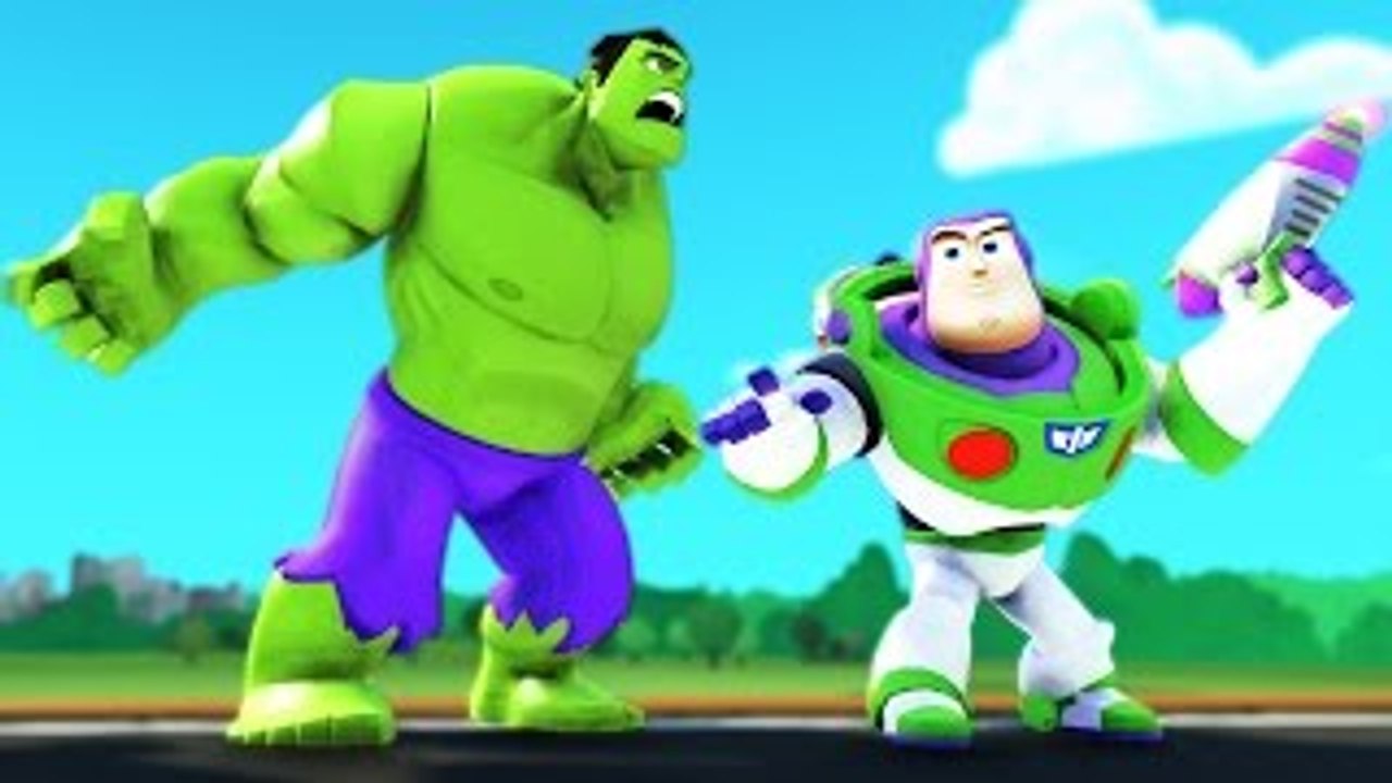 HULK Playing With Buzz Lightyear Toy Story and Mickey Mouse!