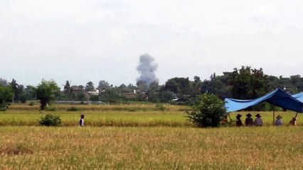 A puff of smoke after the crash jet T-50i belonging to AU RI