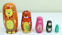 Learn Animals with Nesting Dolls! Surprise Toys Inside!