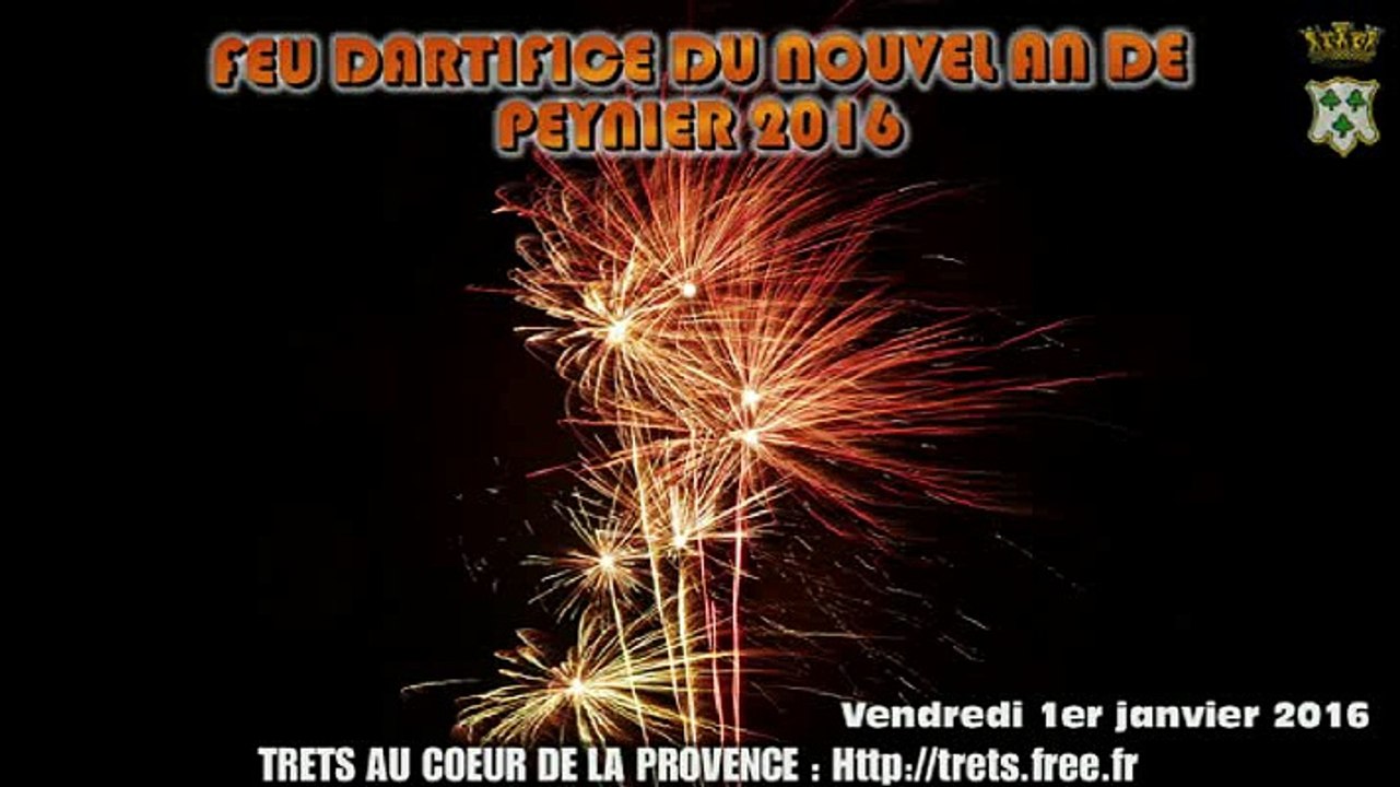 feu d'artifice du nouvel an à Peynier 2016 vu de TRETS