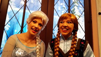 ANNA & ELSA SURPRISE US WITH WARM HUGS  DISNEYLAND CA!