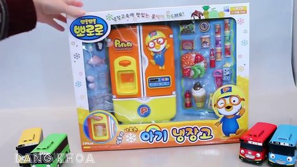 Đồ chơi Pororo tủ lạnh chứa nước giải khát kem và nhiều thức ăn ngon