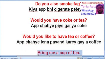 Lesson Fifty Four English Basic Sentences By TARIQ AZIZ