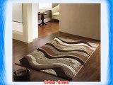 Handmade Thick Luxurious Soft Wool Waves Design Beige Brown Mocha Rug in 90 x 150 cm (3' x