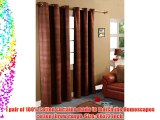 Homescapes 1 Pair of Rajput Ribbed Curtains Chocolate 72 Inch Drop 100% Cotton Ring Top 66