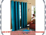 Homescapes 1 Pair of Rajput Ribbed Curtains Teal 90 Inch Drop 100% Cotton Ring Top 66 x 90