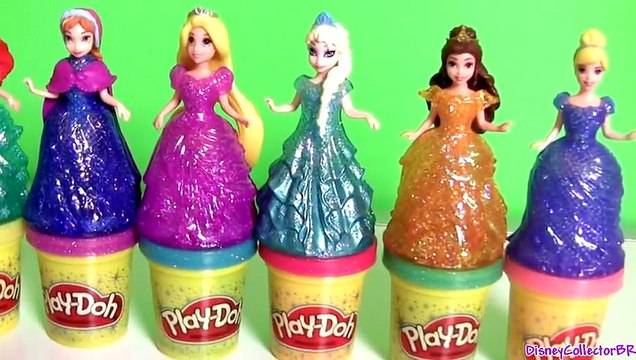 Play Doh Sparkle Princess Ariel Elsa Anna Disney Frozen MagiClip Glitter Glider Magic Clip Dolls