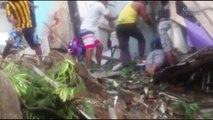 Vídeo mostra luta de moradores para resgatar homem atingido por pedra que rolou de morro