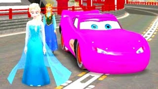 New Frozen Parody with Elsa & Princess Anna of Arendelle w/ Pink Lightning McQueen Cars Ra