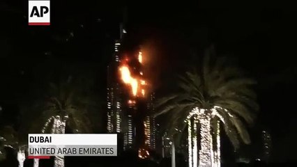 Raw- Fire Breaks Out at Dubai High-Rise