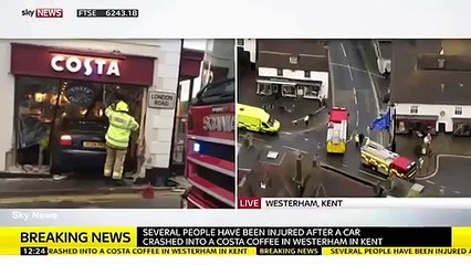 'Worst accident I've ever seen' Car crashes into Costa Coffee