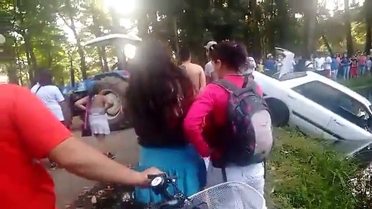 Vehiculo cae en Laguna de Parque Isabel Riquelme