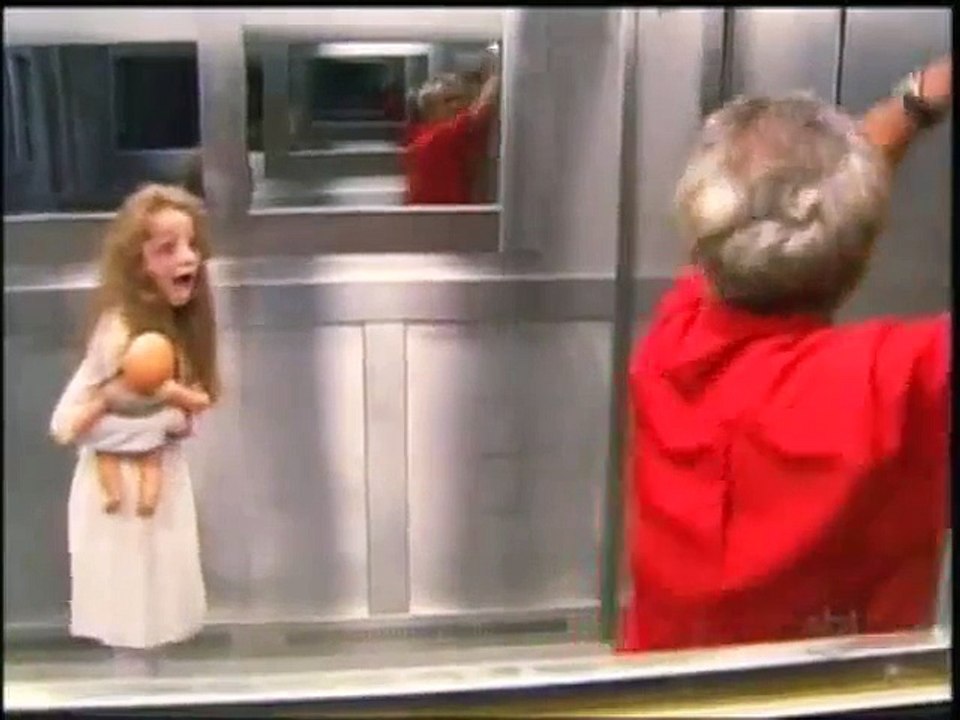Girl scared in an elevator