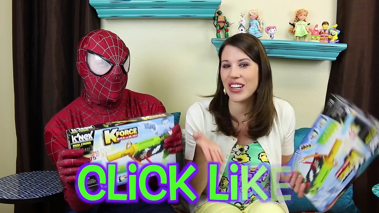 NERF vs KNex K Force Build & Blast Mini Cross Bow Air Gun Shooting + Spiderman & DisneyCa