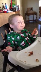 Baby Loves First Taste of Bacon