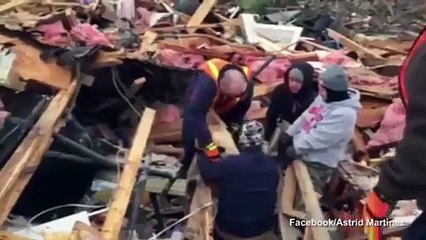 Dog rescued from the rubble after tornado devastates Texas