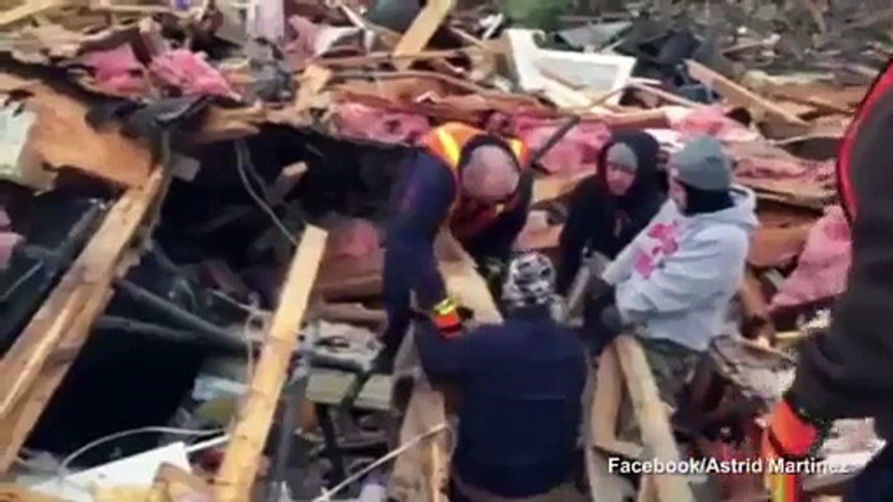 Dog rescued from the rubble after tornado devastates Texas