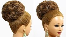 Bridal wedding updo. Hairstyle for long medium hair with extensions