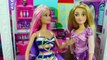 Frozen Anna Elsa and Barbie visit Rapunzels Hair Beauty Salon with Kristoff and Belle Disn
