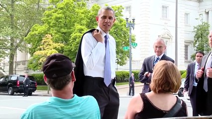 President Obama give a look suddenly