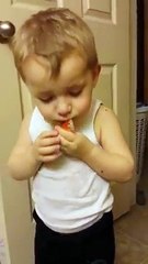 Cute baby cry- flush her fish .