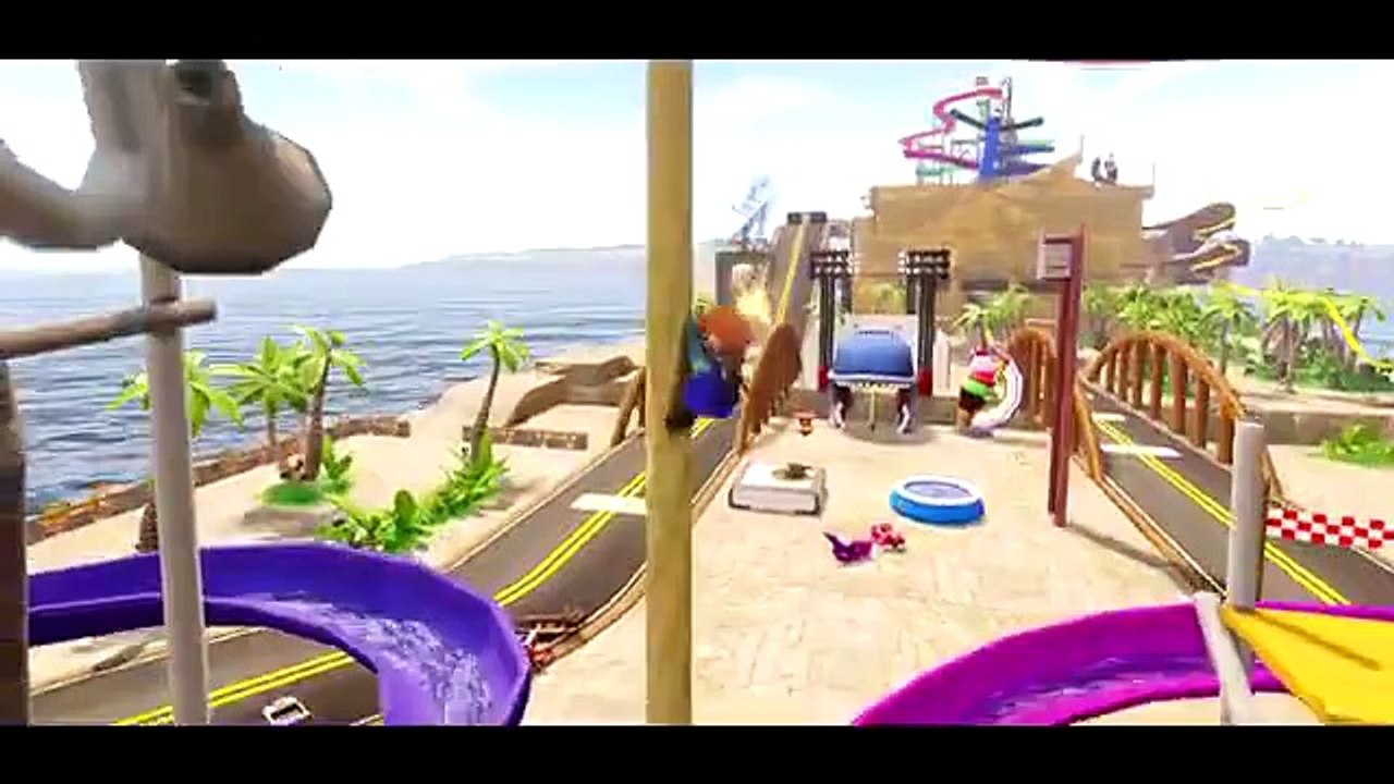 SPIDER-MAN _ IRON MAN Drive Red Colorful Bus with Disney's Frozen Princess ANNA Playground Fun !