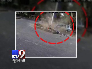 3 injured as car collides with electricity pole, Panchmahal - Tv9 Gujarati