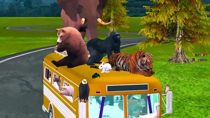 Top Most Amazing Animals Cartoons Singing Wheels On The Bus Go Round And Round Nursery Rhymes
