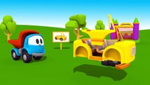 Toy Trucks: LEO JUNIOR CONVERTIBLE CAR Kids 3D Construction Cartoons