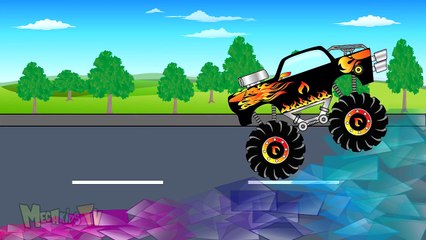 Police Truck Vs Black Truck - Video For Kids - Mega Kids Tv