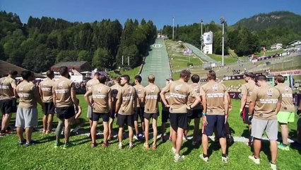 Aggressive Vertical Running Race Up a Ski Jump Red Bull 400