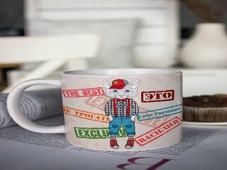 Топ 10! подарок на именины - Кружка с вашим текстом Стильный котёнок в г. Самара