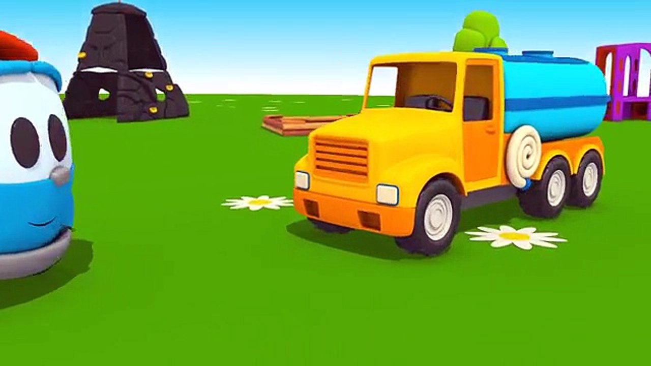 ---TRUCK Cartoons - Leo the Toy Trucks WATER TANKER TRUCK!