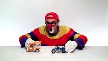 Crazy Toy Car Clown Motorbike & Rickshaw TAXI RESCUE! Childrens Toy Video Demos