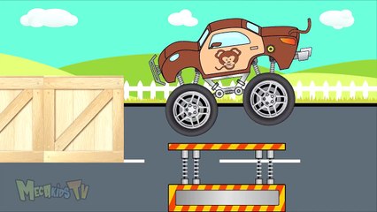 Monkey Truck Get Clean in Car Wash - Video For Kids