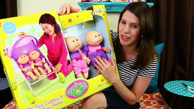 TWINS! Baby Doll Stroller & Cabbage Patch Kids Dolls Twin Newborn Baby Set Toy Review Disn