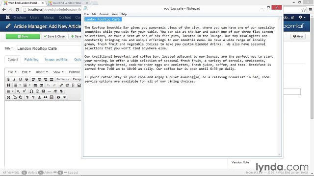 018 Adding an internal link - Working with Joomla! 3.3