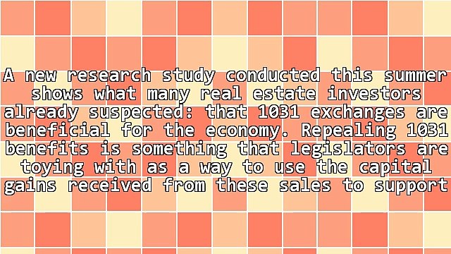 New Study Identifies the Economic Benefits of 1031 Exchanges