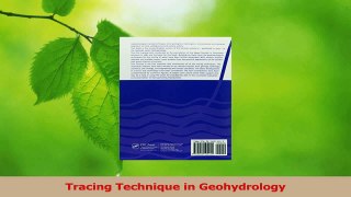 Read  Tracing Technique in Geohydrology Ebook Free