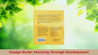 Read  DesignBuild Planning Through Development EBooks Online