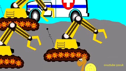 ambulans, kepçeler,excavator,ekskavatör,çizgi film